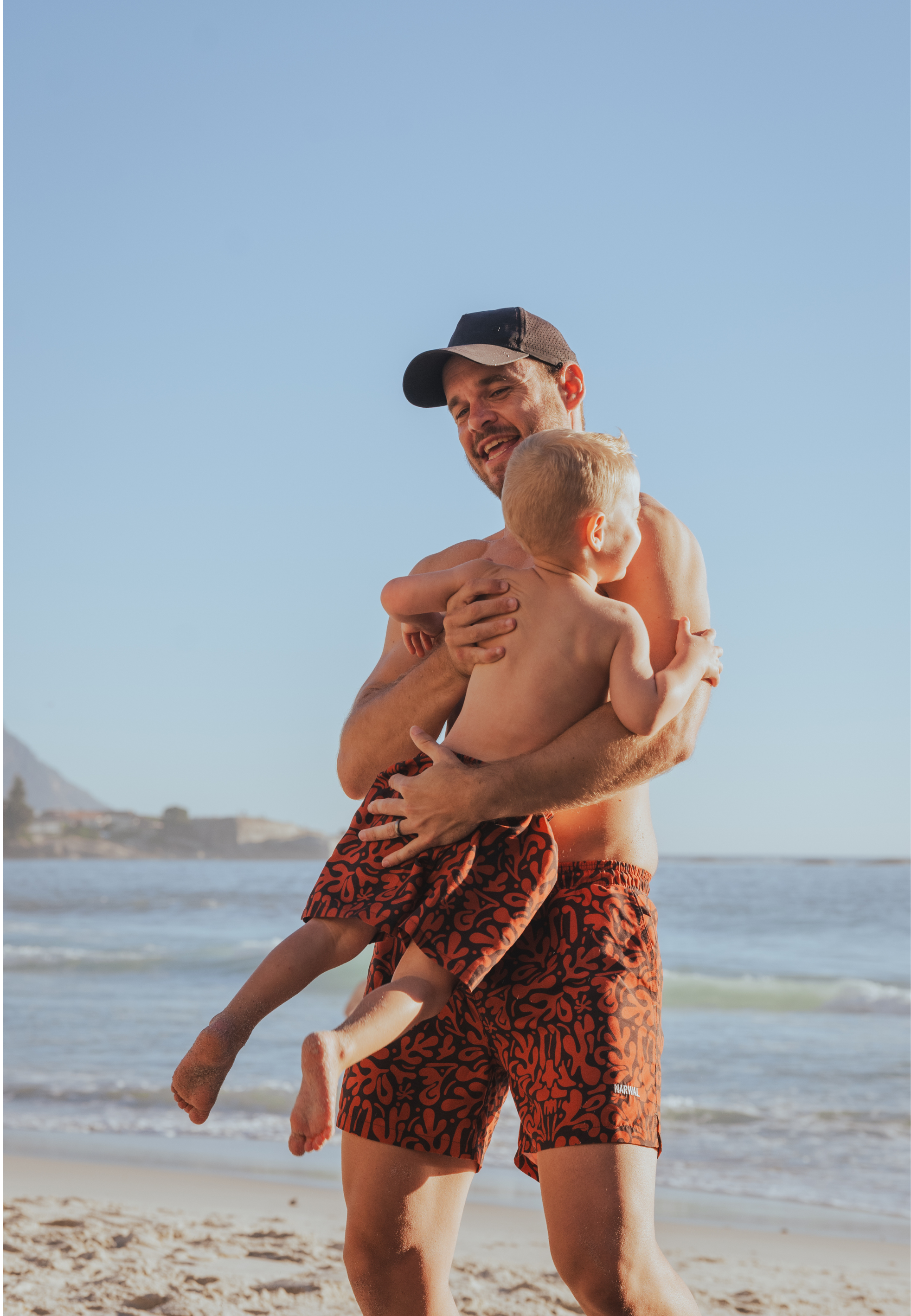 Splash Orange Father & Son Swim Trunks